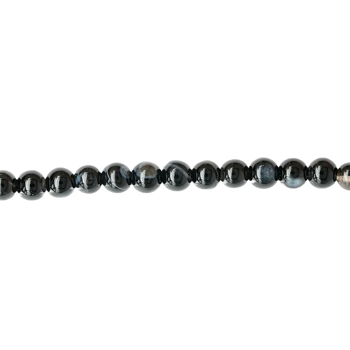 PIEDRA NATURAL LISA AGATA NEGRA # 4MM ( TIRA X 96 UND APROX ) 1