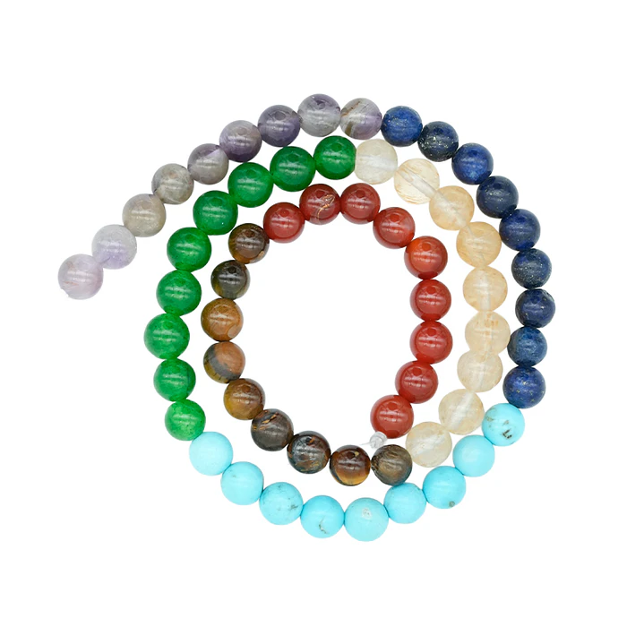 PIEDRA NATURAL LISA # 6MM 7 CHAKRAS # 1 X 63 UND APROX  1