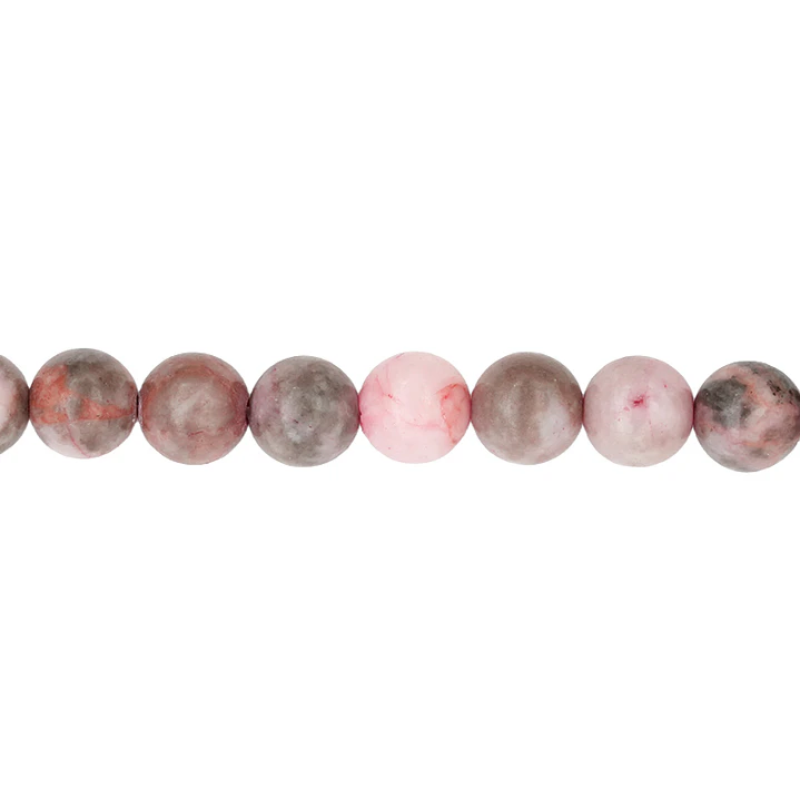 PIEDRA NATURAL LISA JASPER ROSADO ZEBRA # 6MM 1
