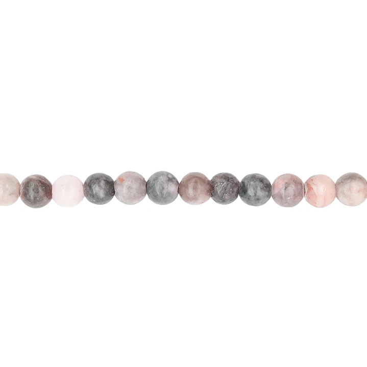 PIEDRA NATURAL LISA JASPER ROSADO ZEBRA # 4MM ( TIRA X 96 UND APROX ) 1