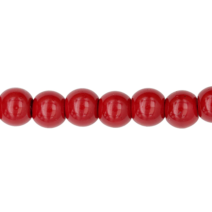 PERLA DE VIDRIO ROJO # 8MM TIRA POR 115 UNIDADES APROXIMADAMENTE 1