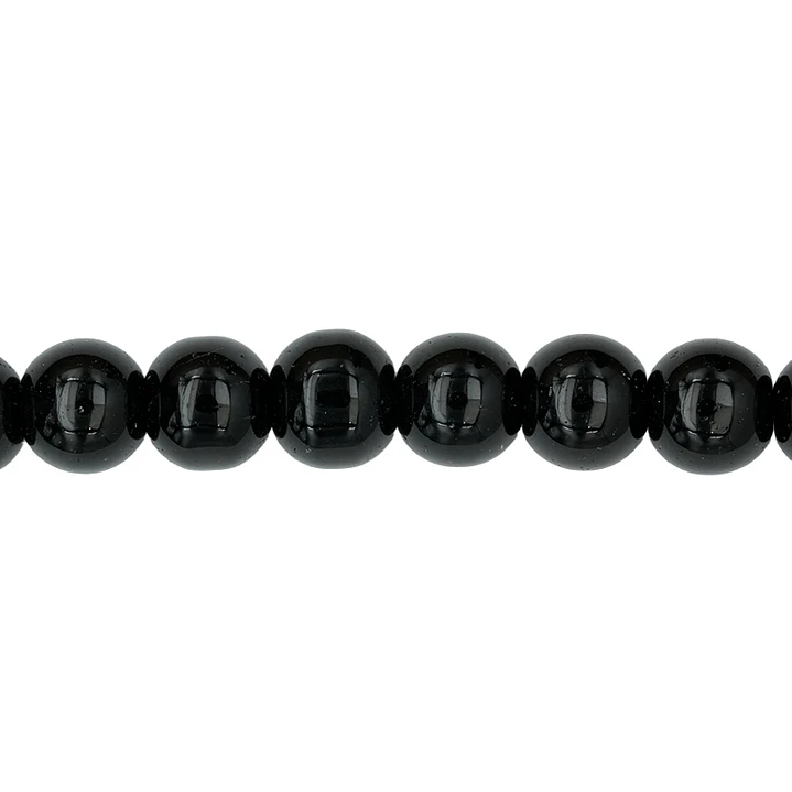 PERLA DE VIDRIO NEGRO # 10MM TIRA POR 90 UNIDADES APROXIMADAMENTE 1