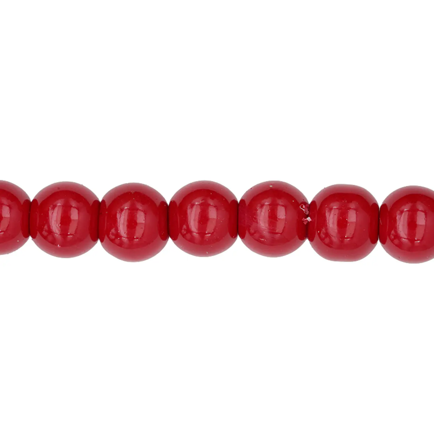 PERLA DE VIDRIO ROJO # 10MM TIRA POR 90 UNIDADES APROXIMADAMENTE 1