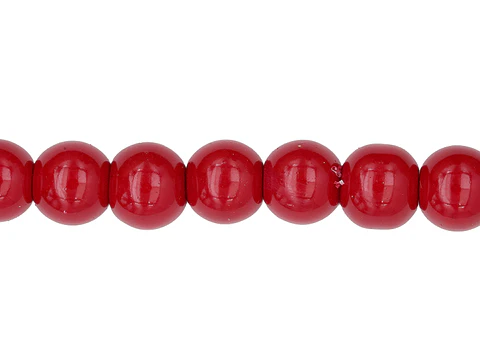 PERLA DE VIDRIO ROJO # 10MM TIRA POR 90 UNIDADES APROXIMADAMENTE