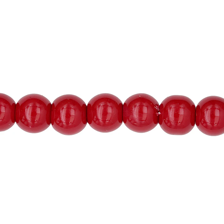 PERLA DE VIDRIO ROJO # 10MM TIRA POR 90 UNIDADES APROXIMADAMENTE 1