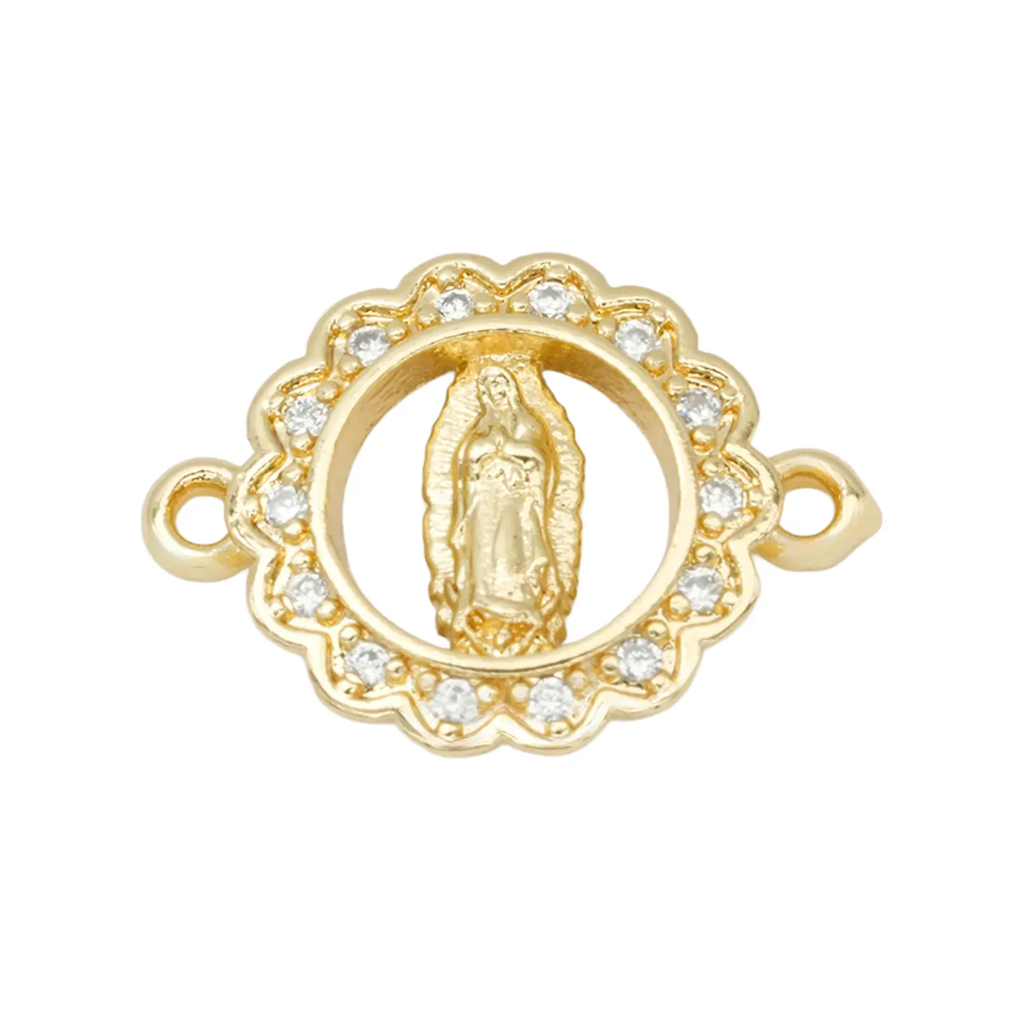 RODIO DORADO CENTRO VIRGEN GUADALUPE 13*17MM ZIRCON BLANCO 1