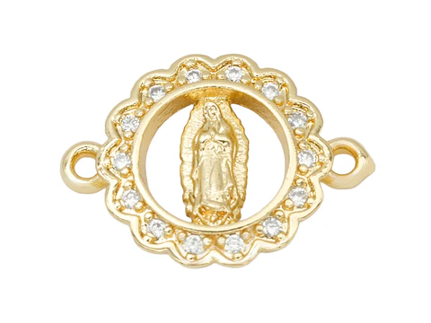 RODIO DORADO CENTRO VIRGEN GUADALUPE 13*17MM ZIRCON BLANCO