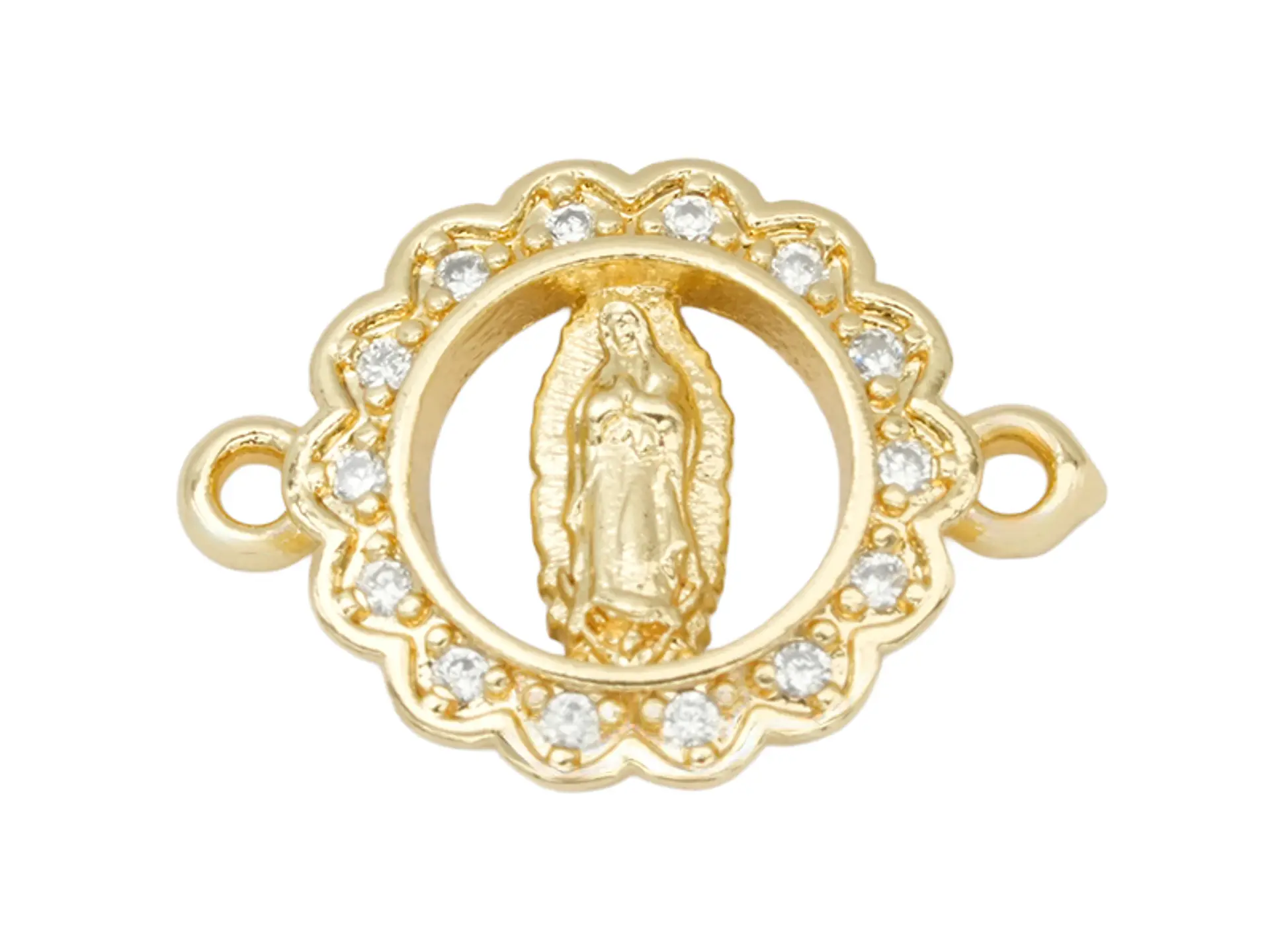 RODIO DORADO CENTRO VIRGEN GUADALUPE 13*17MM ZIRCON BLANCO 1