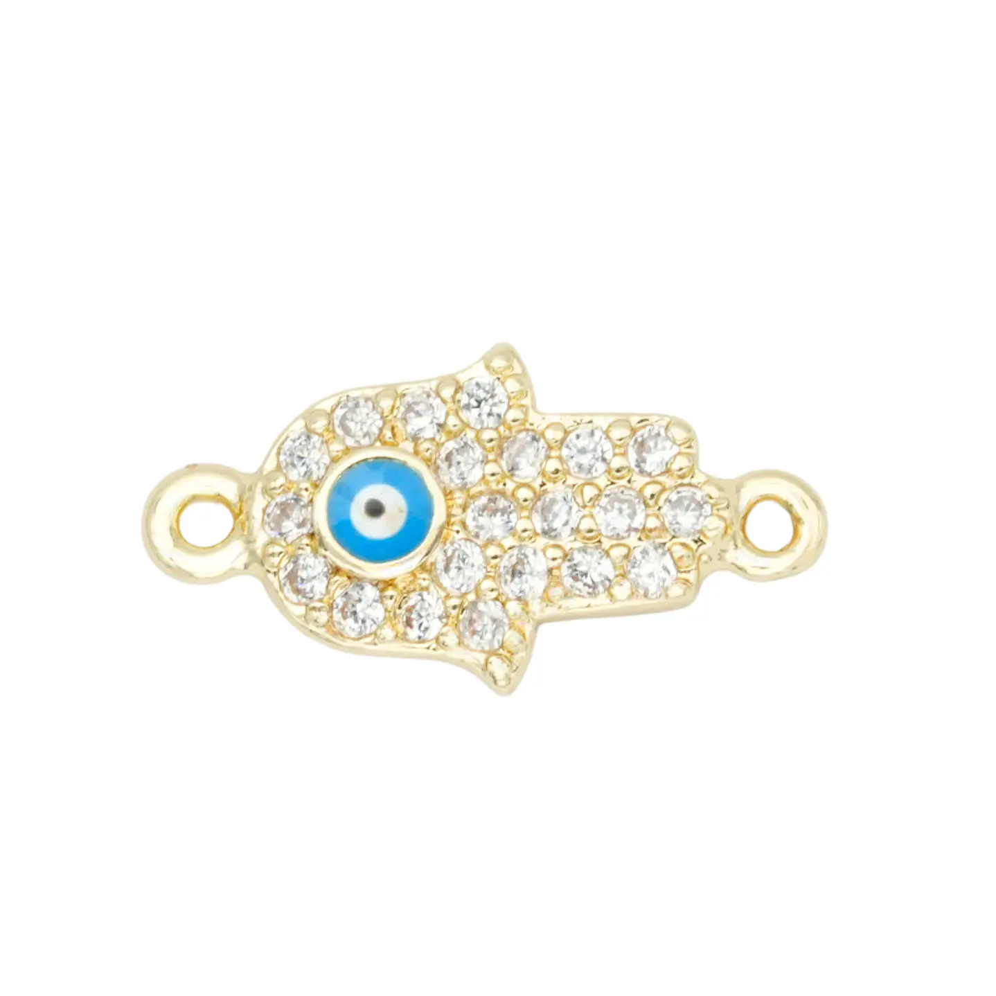 RODIO DORADO CENTRO MANO MINI OJO AZUL ZIRCON BLANCO 11*7MM 1