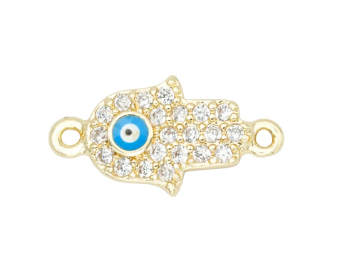 RODIO DORADO CENTRO MANO MINI OJO AZUL ZIRCON BLANCO 11*7MM
