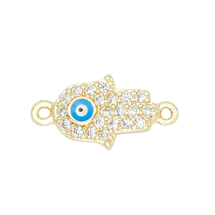 RODIO DORADO CENTRO MANO MINI OJO AZUL ZIRCON BLANCO 11*7MM 1