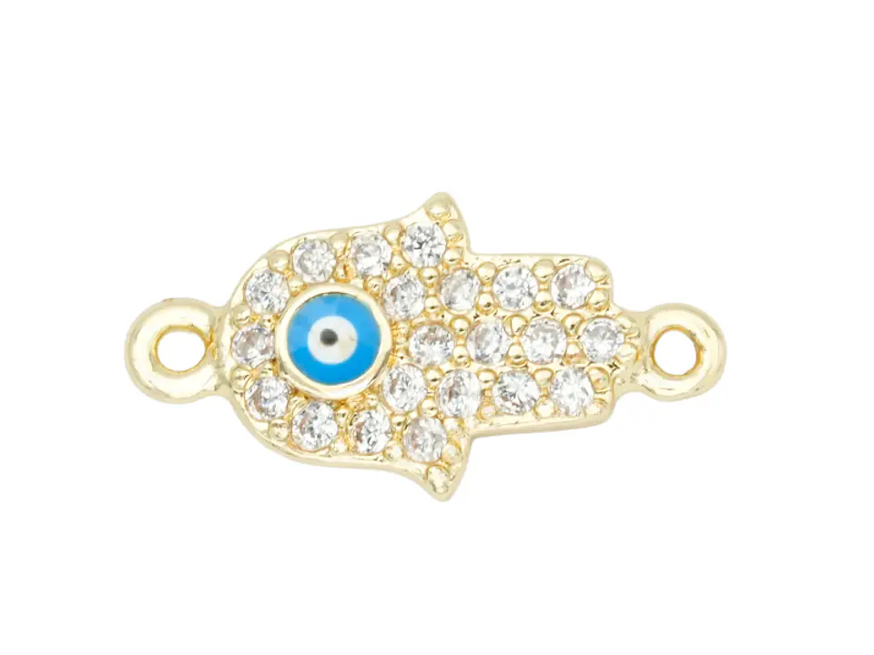 RODIO DORADO CENTRO MANO MINI OJO AZUL ZIRCON BLANCO 11*7MM 1