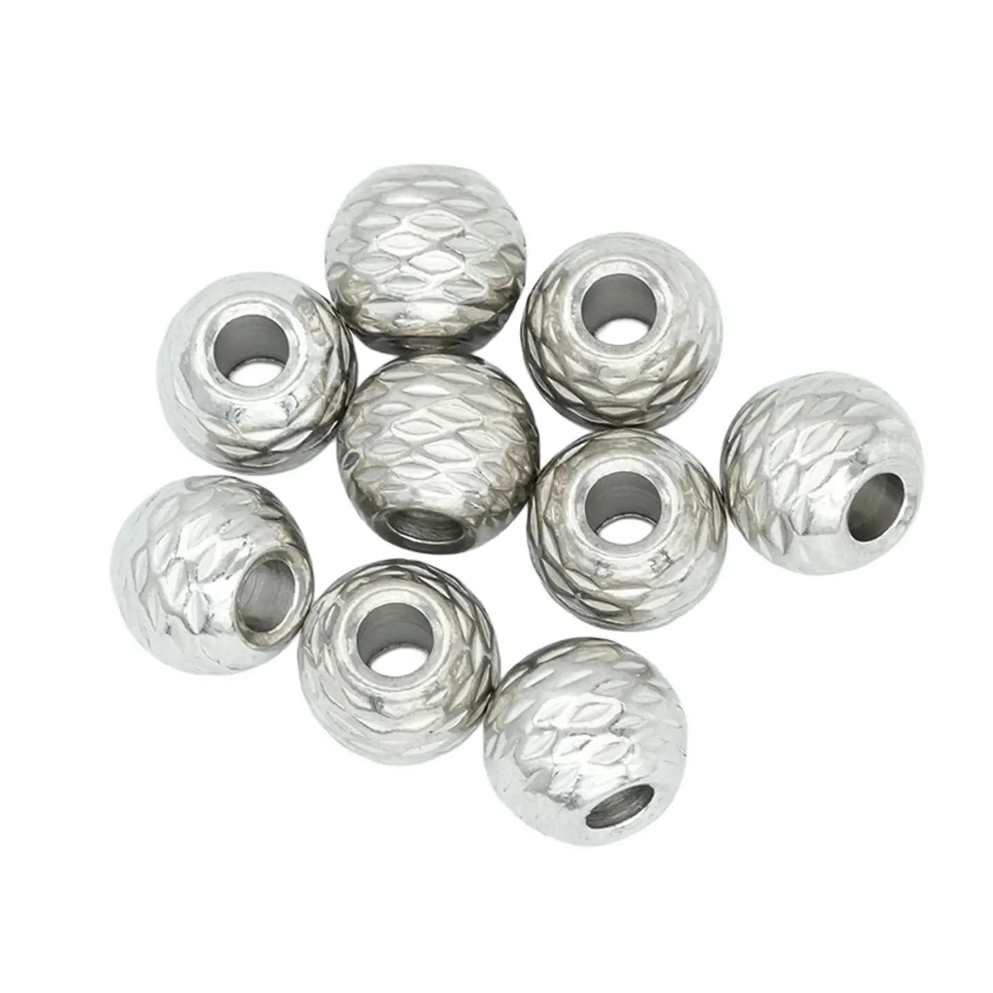 ACERO PLATEADO BALIN MARTILLADO 8MM X 2 UNIDADES  1