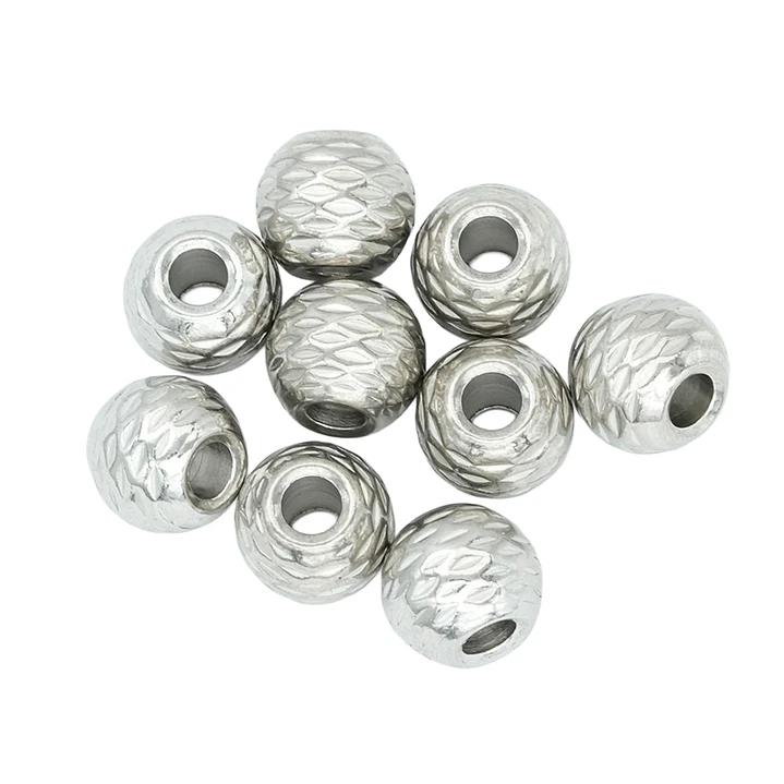 ACERO PLATEADO BALIN MARTILLADO 8MM X 2 UNIDADES  1