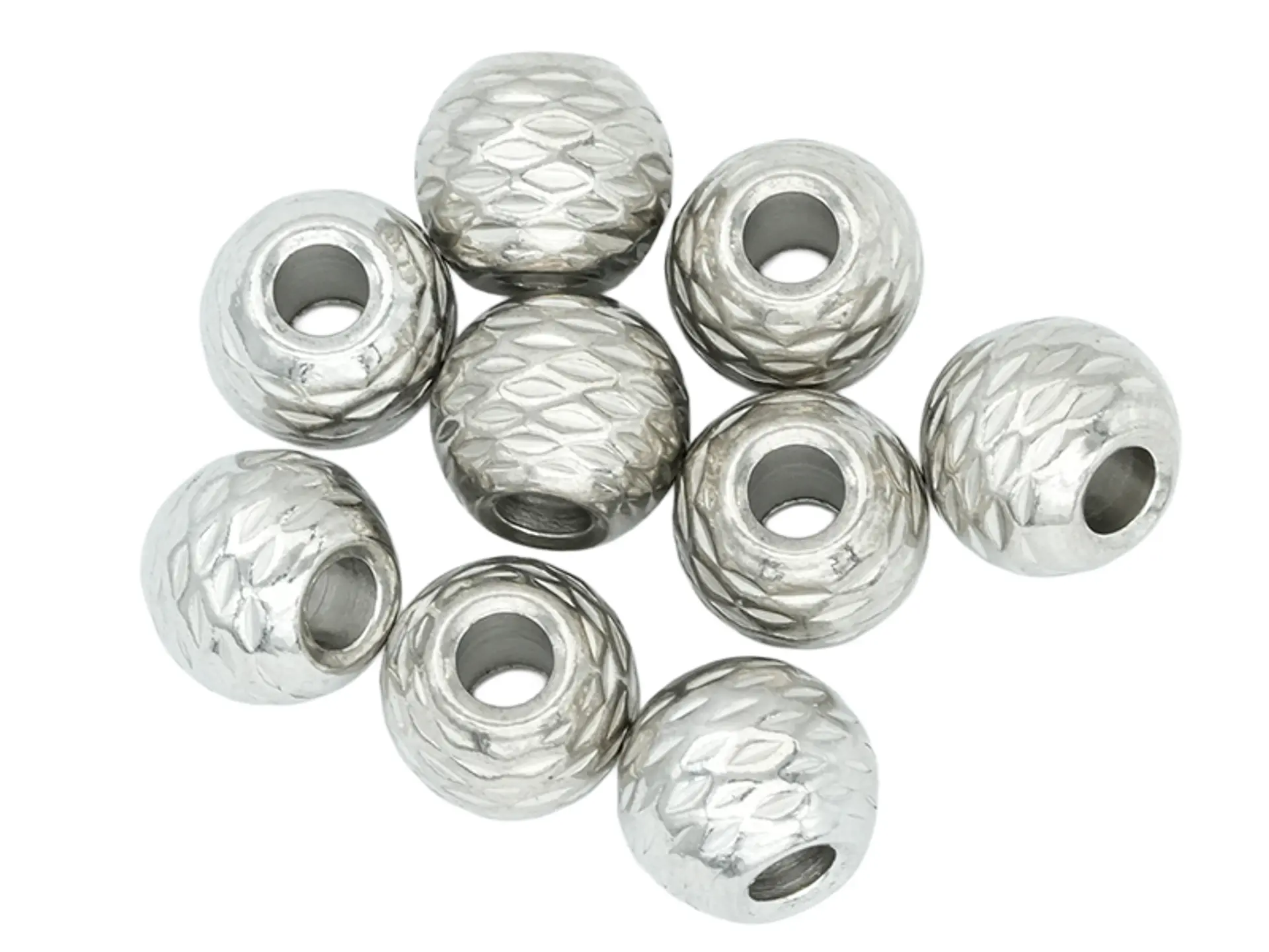 ACERO PLATEADO BALIN MARTILLADO 8MM X 2 UNIDADES  1