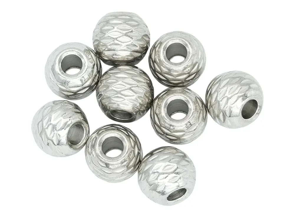 ACERO PLATEADO BALIN MARTILLADO 8MM X 2 UNIDADES  1