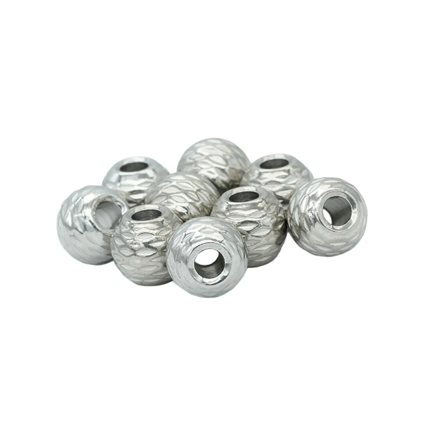 ACERO PLATEADO BALIN MARTILLADO 8MM X 2 UNIDADES  2
