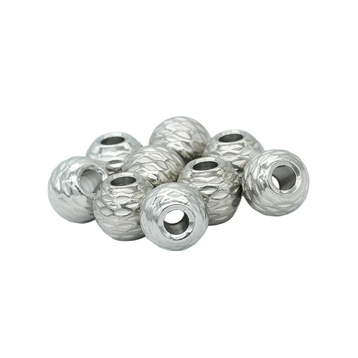 ACERO PLATEADO BALIN MARTILLADO 8MM X 2 UNIDADES  2