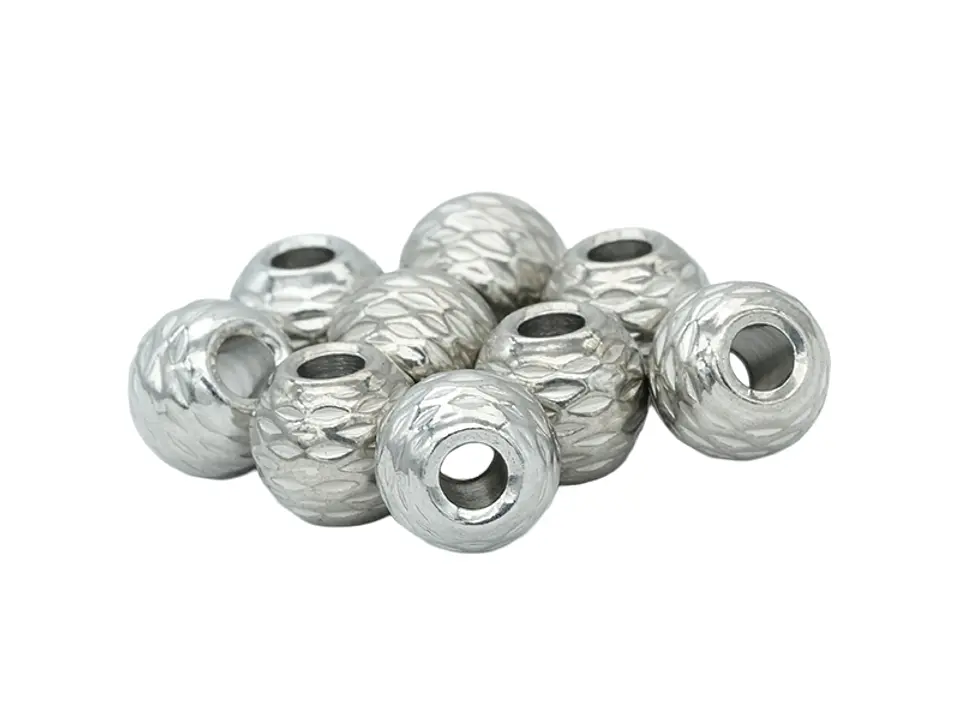 ACERO PLATEADO BALIN MARTILLADO 8MM X 2 UNIDADES  2