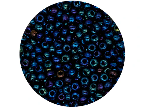 CHAQUIRA CHECA 8/0 (3MM) AZUL IRIZADO X 20 GRAMOS (792 UND APROX)