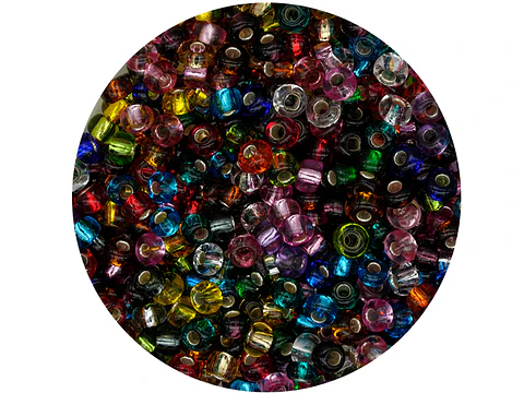 CHAQUIRA CHECA 8/0 (3MM) MIX BRILLANTE TRANSPARENTE X 20 GRAMOS (792 UND APROX)