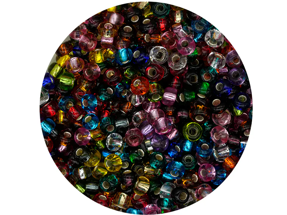 CHAQUIRA CHECA 8/0 (3MM) MIX BRILLANTE TRANSPARENTE X 20 GRAMOS (792 UND APROX) 1