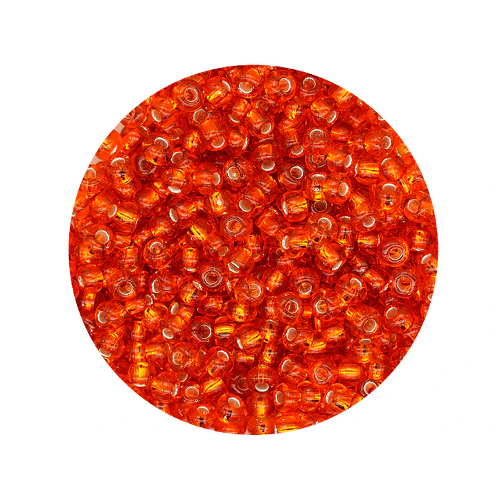 CHAQUIRA CHECA 8/0 (3MM) NARANJA BRILLANTE X 20 GRAMOS (792 UND APROX) 1