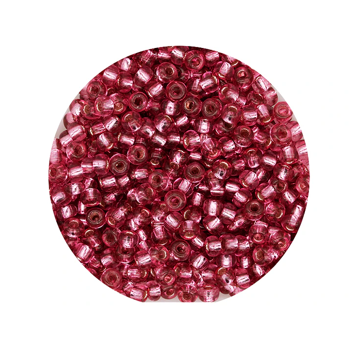 CHAQUIRA CHECA 8/0 (3MM) ROSADO BRILLANTE FUERTE X 20 GRAMOS (792 UND APROX) 1