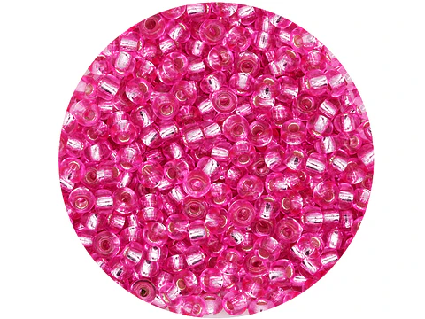 CHAQUIRA CHECA 8/0 (3MM) FUCSIA BRILLANTE X 20 GRAMOS (792 UND APROX)