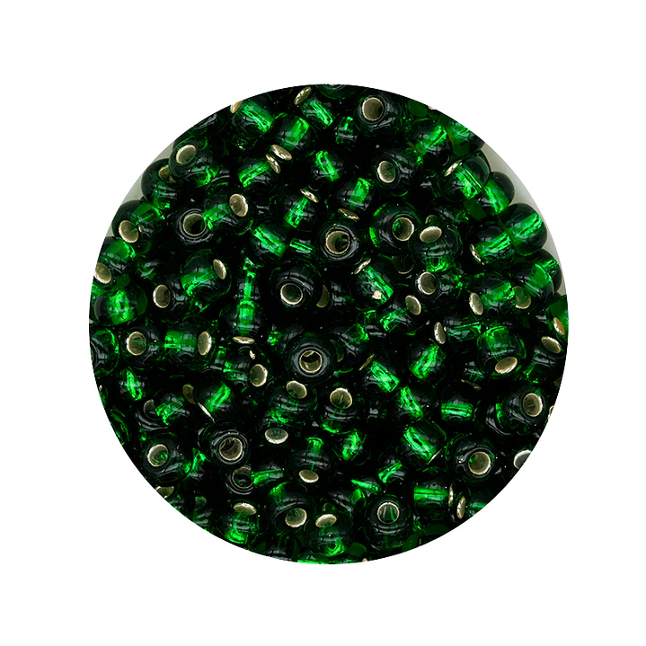 CHAQUIRA CHECA 6/0 (4MM) VERDE BRILLANTE X 20 GRAMOS (296 UND APROX) 1