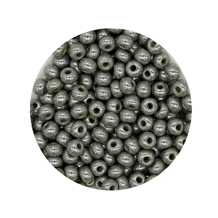 CHAQUIRA CHECA 6/0 (4MM) GRIS PERLADO X 20 GRAMOS (296 UND APROX) 1