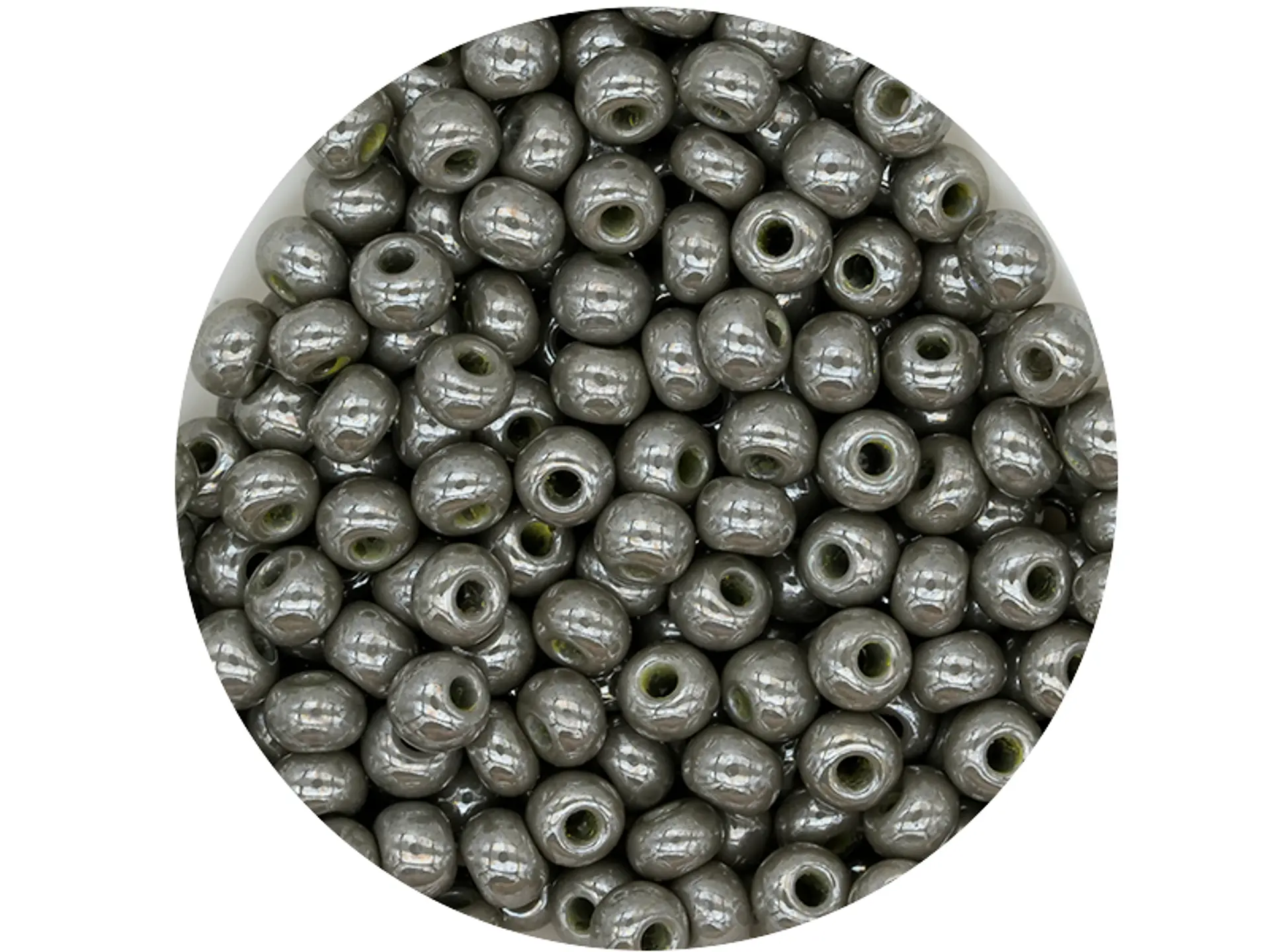 CHAQUIRA CHECA 6/0 (4MM) GRIS PERLADO X 20 GRAMOS (296 UND APROX) 1