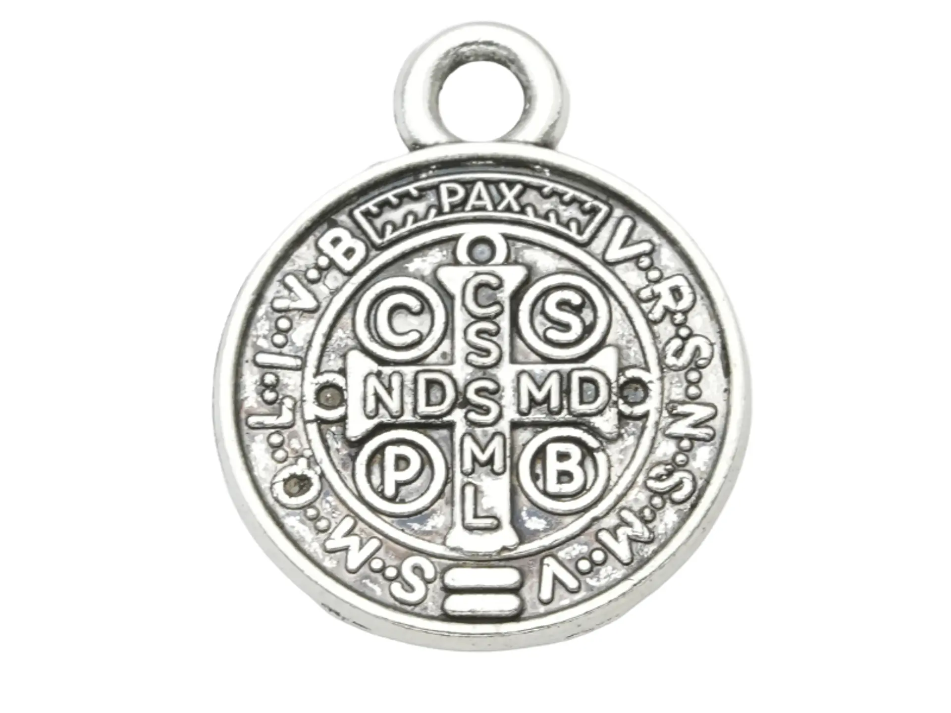 SAMAK PLATEADA DIJE MEDALLA SAN BENITO RELIEVE 12MM PAQUETE POR 26 UNIDADES APROXIMADAMENTE 2