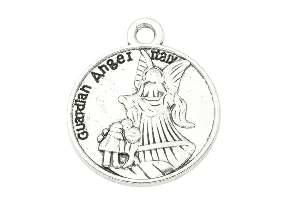 SAMAK PLATEADA DIJE MEDALLA SAN MIGUEL/ANGEL DE LA GUARDA 18*21MM PAQUETE POR 10 UNIDADES APROXIMADAMENTE 1