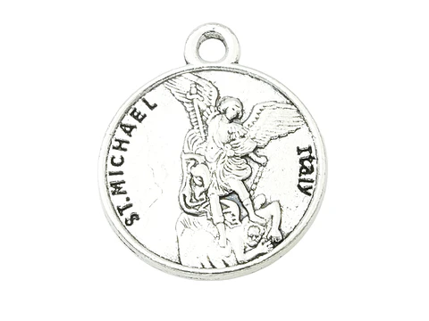 SAMAK PLATEADA DIJE MEDALLA SAN MIGUEL/ANGEL DE LA GUARDA 18*21MM PAQUETE POR 10 UNIDADES APROXIMADAMENTE