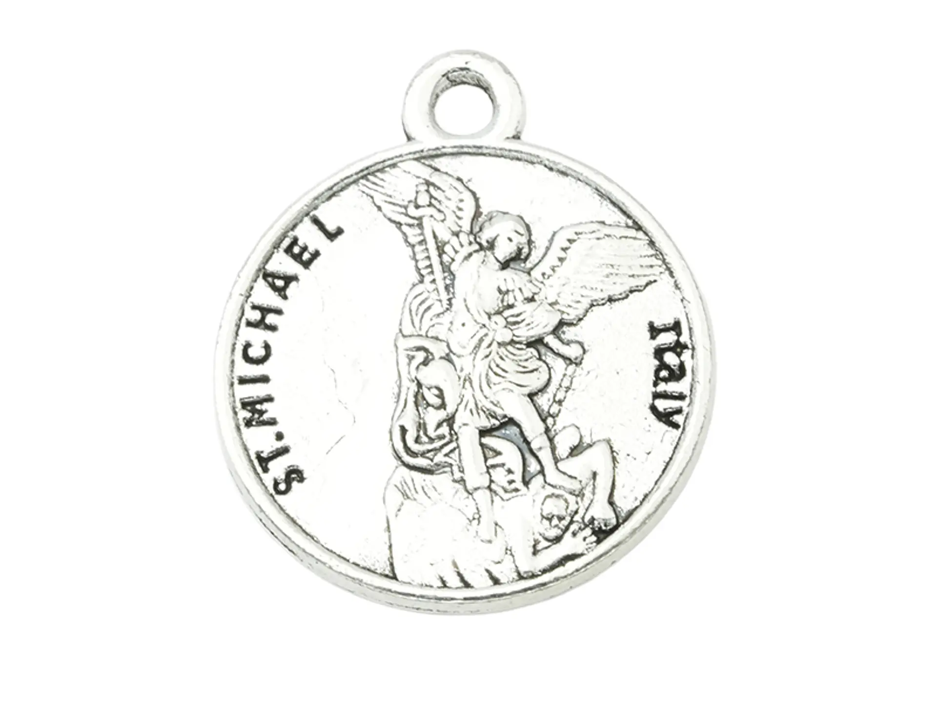 SAMAK PLATEADA DIJE MEDALLA SAN MIGUEL/ANGEL DE LA GUARDA 18*21MM PAQUETE POR 10 UNIDADES APROXIMADAMENTE 2