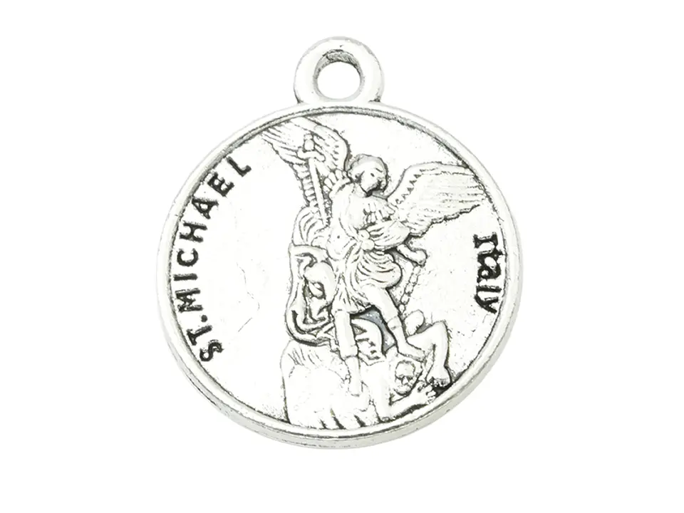 SAMAK PLATEADA DIJE MEDALLA SAN MIGUEL/ANGEL DE LA GUARDA 18*21MM PAQUETE POR 10 UNIDADES APROXIMADAMENTE 2