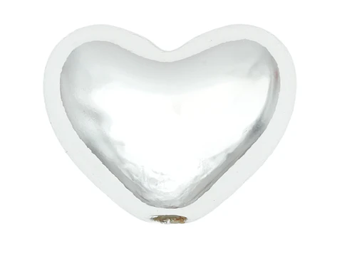 ACRILICO CORAZON PASADOR PLATEADO METALIZADO 17MM