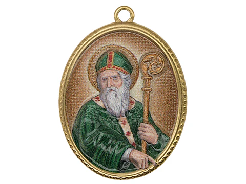 ACERO DORADO DIJE RESINA SAN PATRICIO 30*25MM