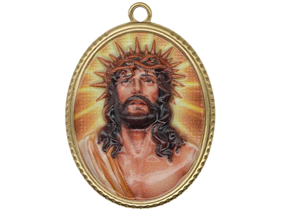 ACERO DORADO DIJE RESINA JESUS 30*25MM 1
