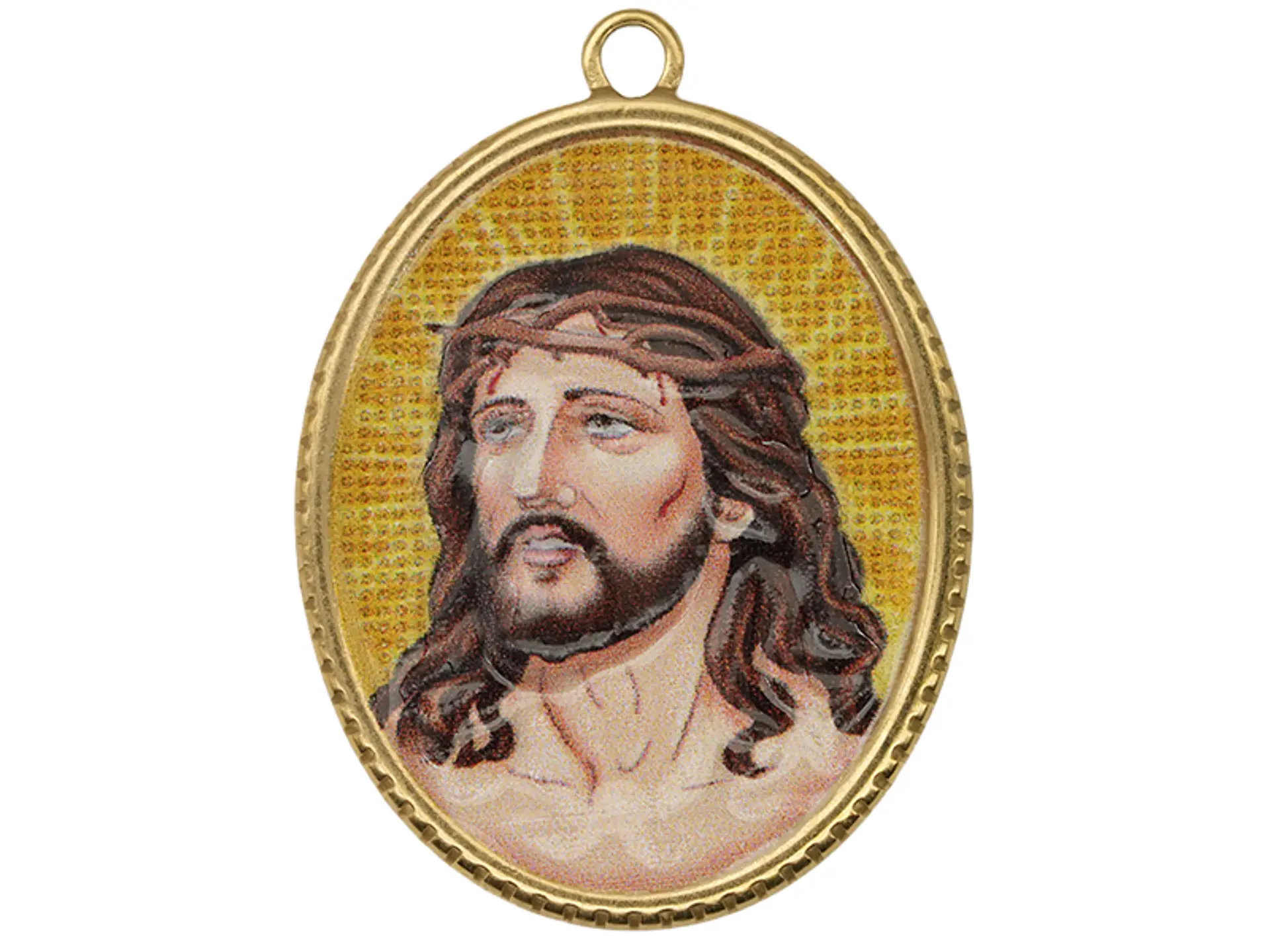 ACERO DORADO DIJE RESINA JESUS 30*25MM 1