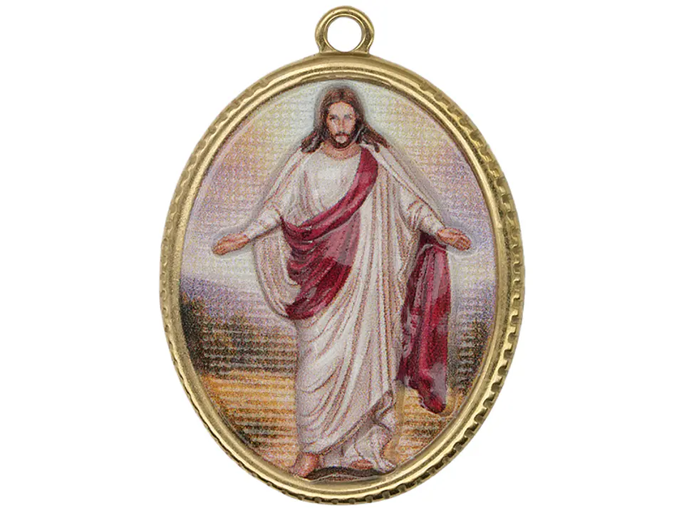 ACERO DORADO DIJE RESINA JESUS 30*25MM 1