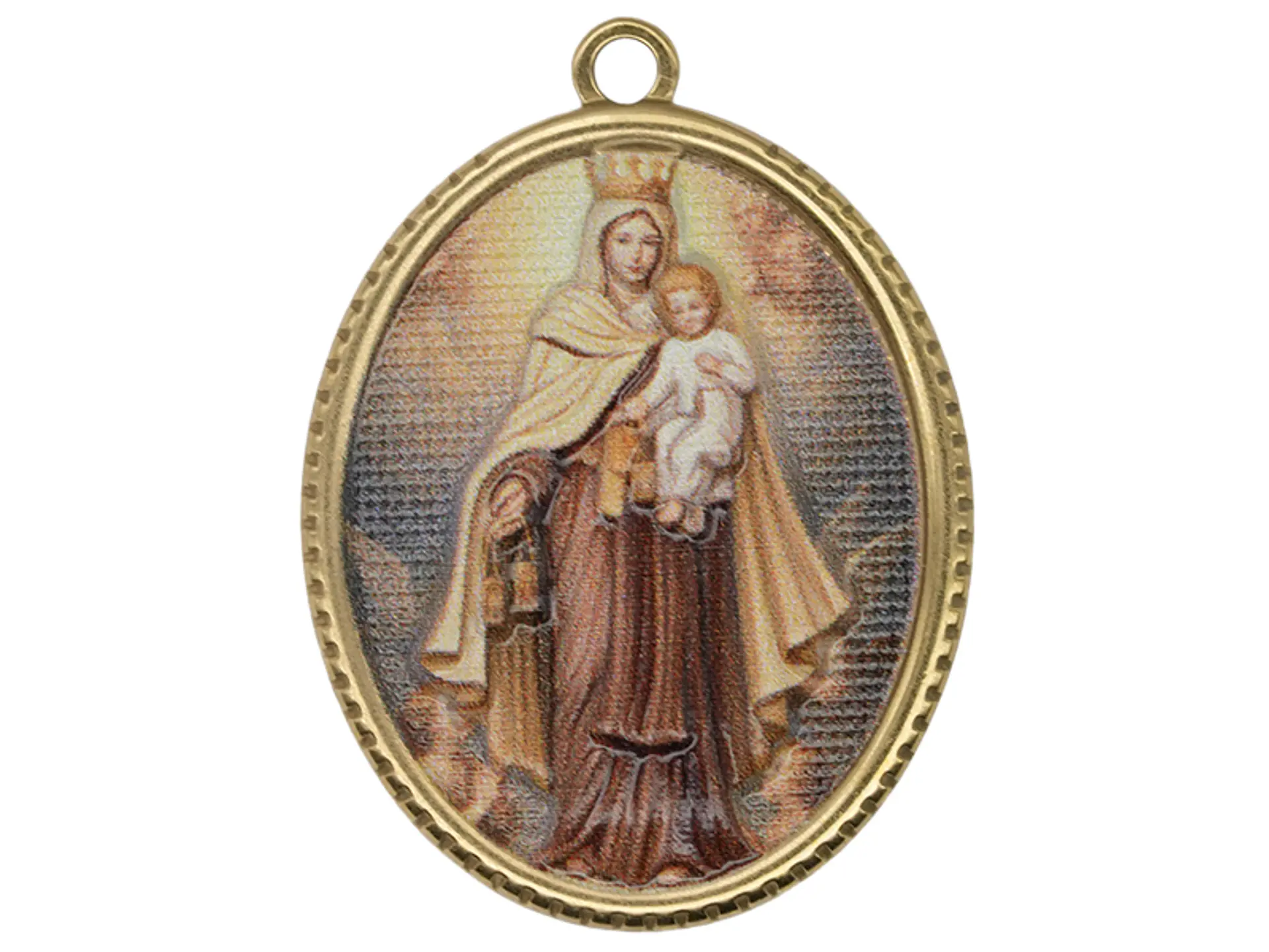 ACERO DORADO DIJE RESINA VIRGEN DEL CARMEN 30*25MM 1
