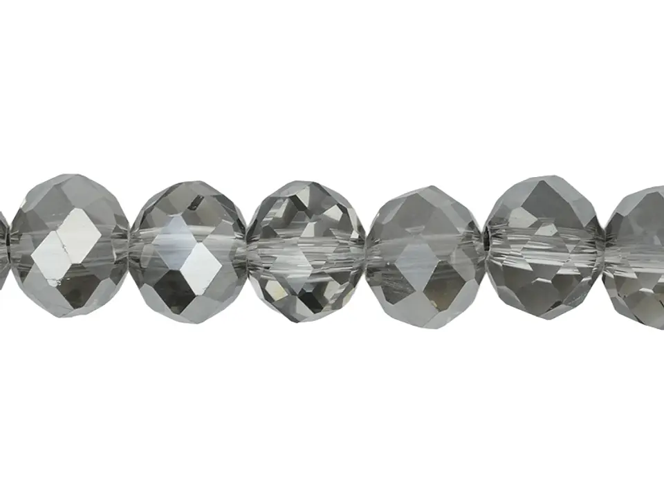 CRISTAL MURANO GRIS TRANSPARENTE AB # 8MM  TIRA 64 UNIDADES  APROX  1