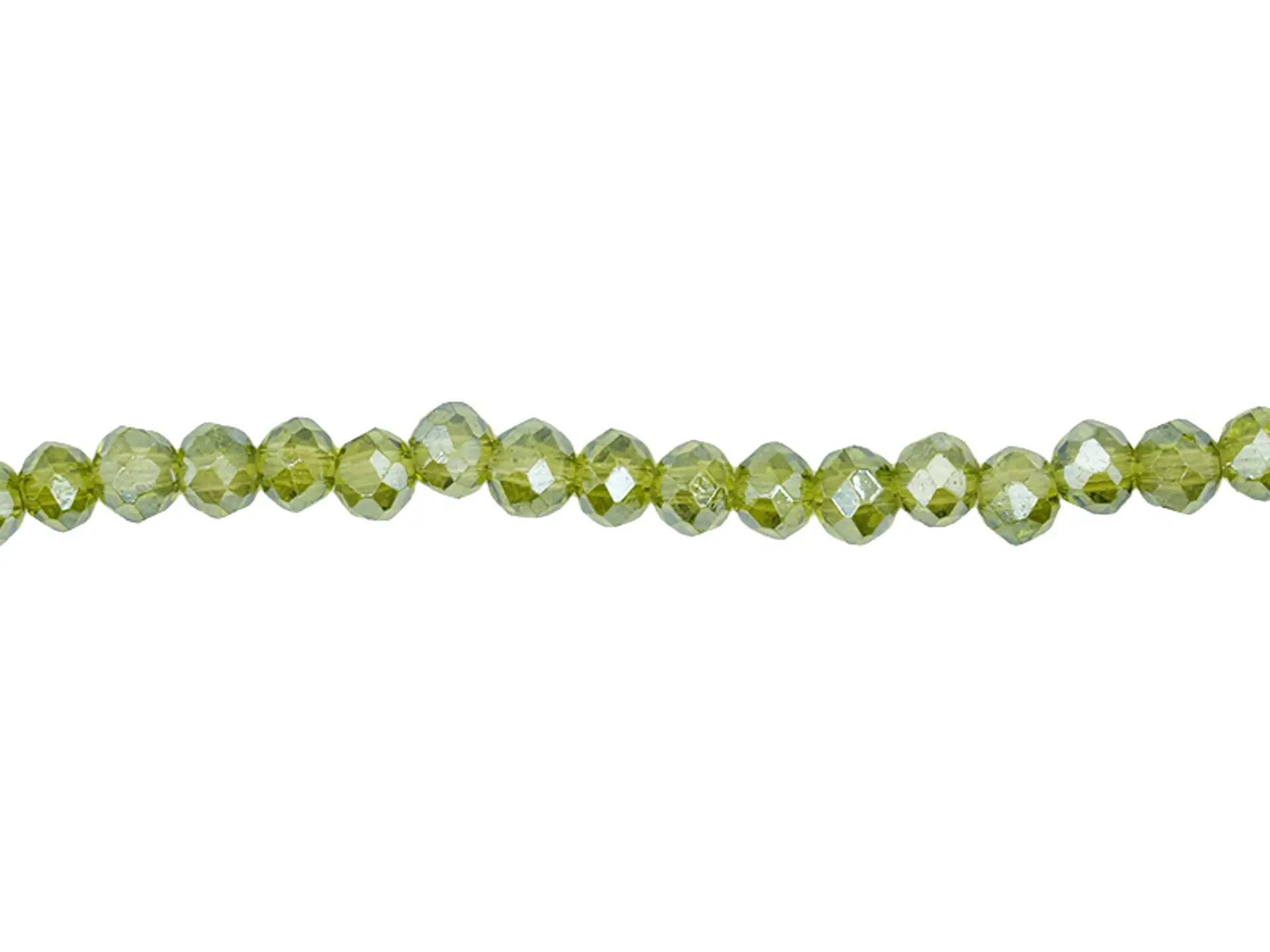 MURANO GLASS # 4MM MOSS GREEN AB TRANSPARE X146UND APPROX 1