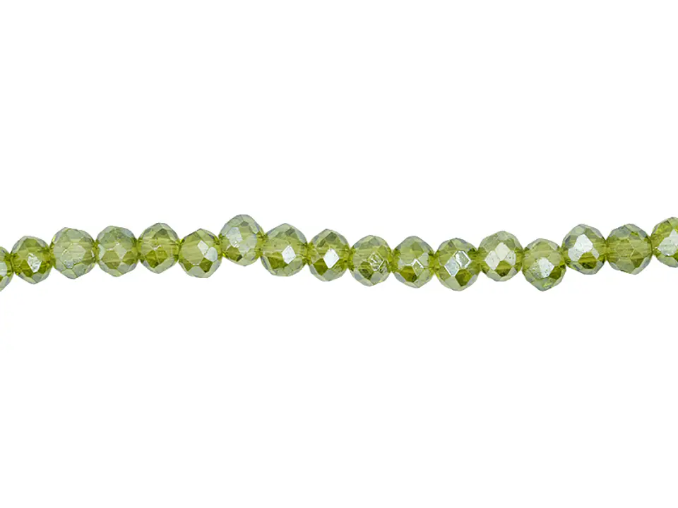 MURANO GLASS # 4MM MOSS GREEN AB TRANSPARE X146UND APPROX 1