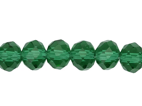 CRISTAL MURANO VERDE ESMERALDA TRANSPARENTE # 8MM TIRA 64 UNIDADES APROX