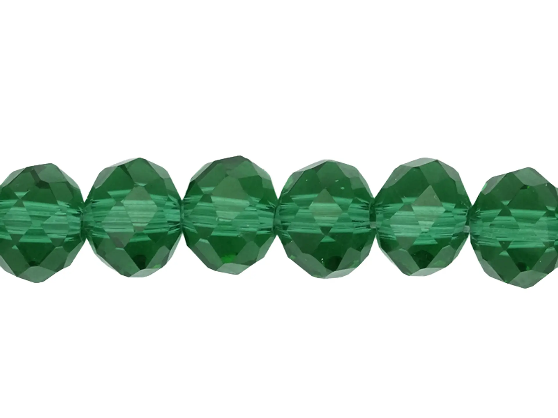 CRISTAL MURANO VERDE ESMERALDA TRANSPARENTE # 8MM TIRA 64 UNIDADES APROX 1