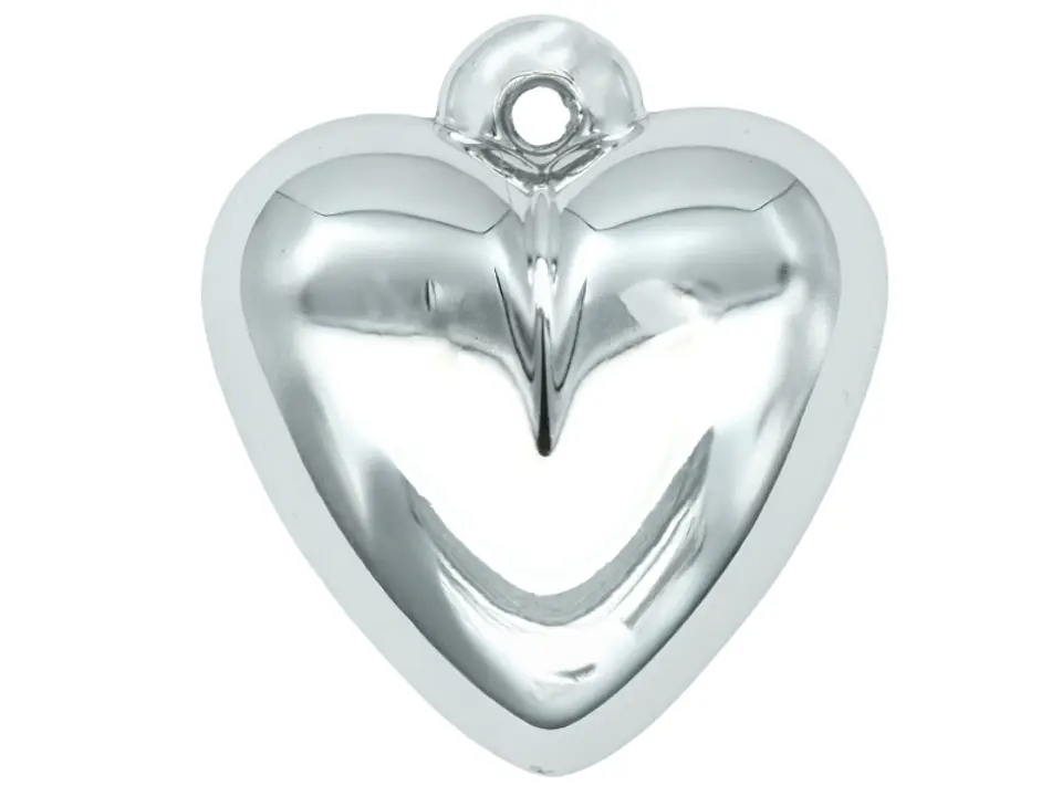 ACRILICO CORAZON DIJE PLATEADO METALIZADO 30MM 1