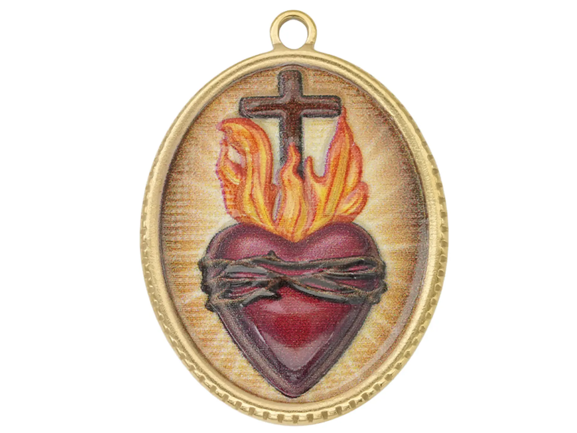 ACERO DORADO DIJE RESINA SAGRADO CORAZON  30*25MM 1